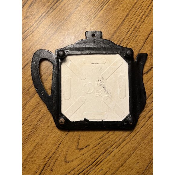Tile Trivet Hot Pad Tea Kettle Teapot Shape w/ Kangaroo Mosaic Style Cast Iron - Picture 2 of 8
